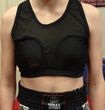 Chest guard vest with plastic cup inserts